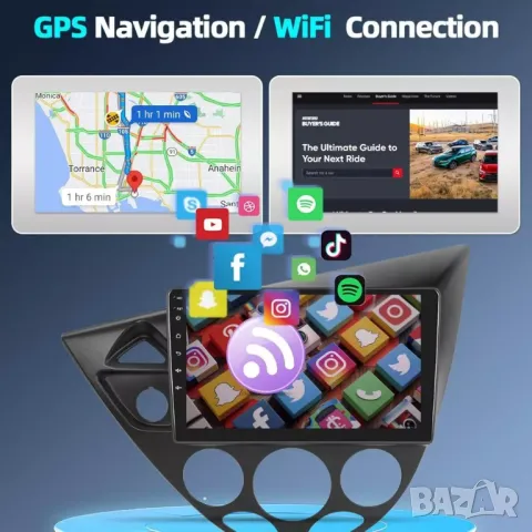 Мултимедия за Ford Focus, 1998-2005, Двоен дин, Навигация, дисплей, плеър, екран, Android, Андроид, снимка 9 - Аксесоари и консумативи - 50046504