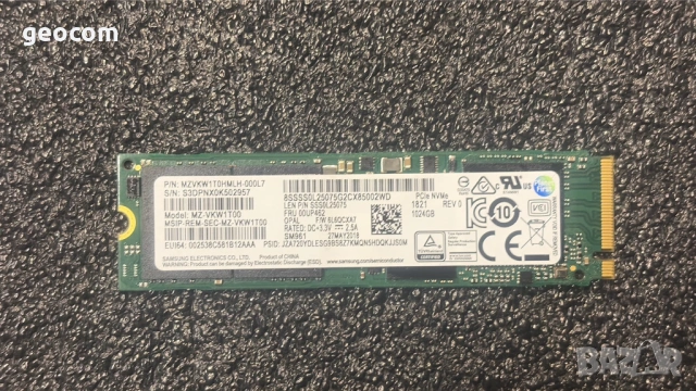 1TB SSD Samsung SM961 M2-2280 (nVme,,PCI-Ex Gen3x4)