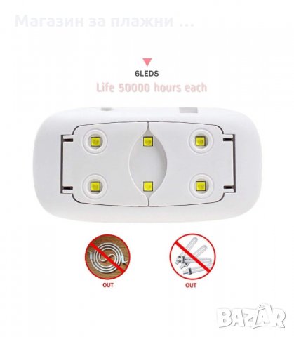 UV/LED ЛАМПА ЗА МАНИКЮР И ПЕДИКЮР SUN MINI, РОЗОВА, МОЩНОСТ 6 W - код mini Sun 3091, снимка 7 - Педикюр и маникюр - 34131437
