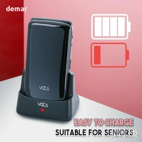 VOCA Телефон с големи бутони за възрастни хора |Отключен 4G LTE |Силен звук |SOS бутон |V340 (Черен), снимка 3 - Други - 50446717