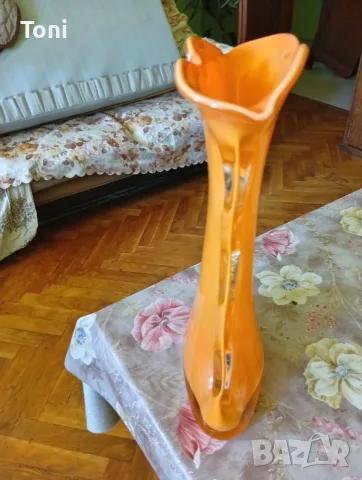ваза стил Мурано винтидж ретро ваза уникат тип перка на акула, снимка 2 - Вази - 55728485