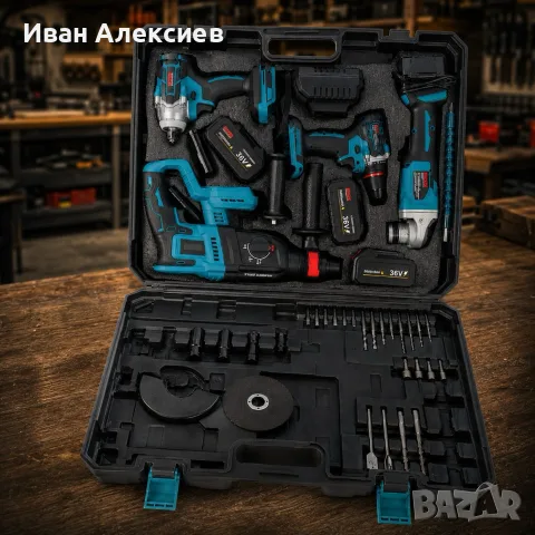 Комплект акумулаторни инструменти BOXER BX-187 – 4в1 + 3x5Ah батерии , снимка 3 - Винтоверти - 55840009