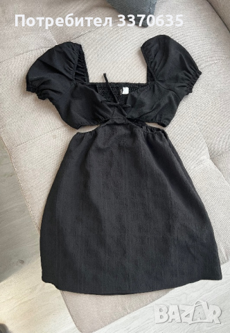 Дамска черна рокля, 38 размер, снимка 1 - Рокли - 44790505