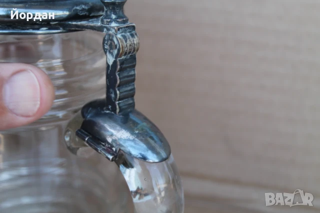 Немска кристална халба за бира с посребрена капачка, снимка 9 - Колекции - 50715027