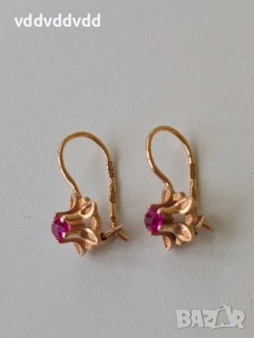 СССР златни обеци 14 карата, снимка 13 - Обеци - 52120428