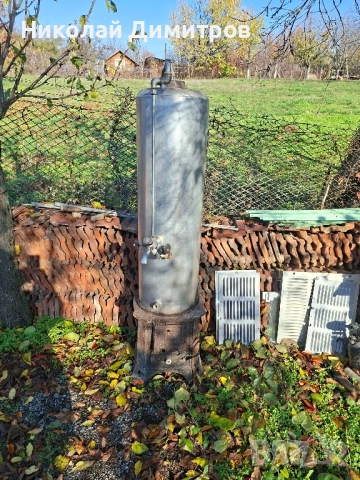 Боилер на дърва с печка от чогун,водосъдаржател от алуминий и душ от месиг.