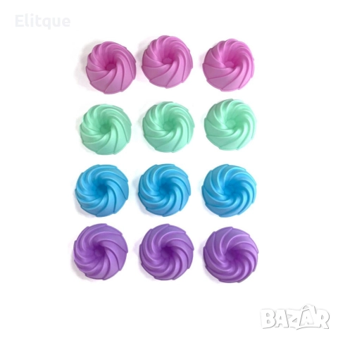 Комплект от 12 броя силиконови форми за мъфини, снимка 7 - Форми - 52897252