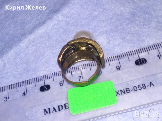 СТАР ЗЛАТИСТ ПЕРЛЕН РЕТРО ПРЪСТЕН от НЕРЪЖДАЕМА СТОМАНА РЕГУЛИРУЕМ 36610, снимка 12 - Пръстени - 39729500