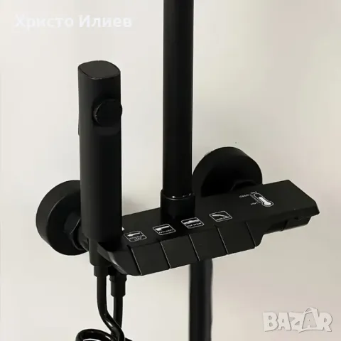 Душ система със стенен термостатен смесител Черен, снимка 8 - Душове - 47955082