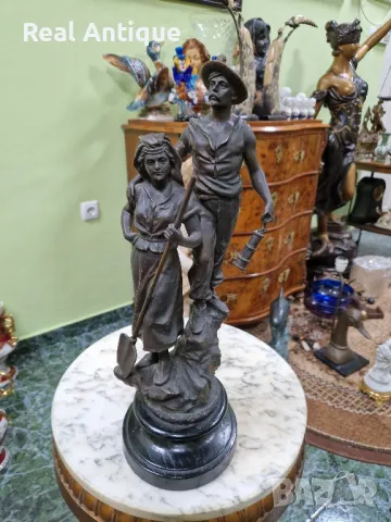 Прекрасна антикварна колекционерска френска фигура статуетка композиция , снимка 4 - Статуетки - 49687906