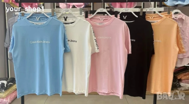 Дамски къс екип Calvin Klein - бродирано лого къси панталони + тениска , снимка 1