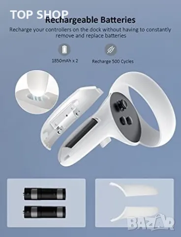 Нова Док Станция за зареждане с LED светлина за Oculus Quest 2/Стойка Контролер Слушалки, снимка 3 - Друга електроника - 49217112