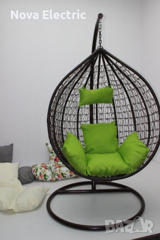 Голям Размер Градинска Люлка От Ратан - Цветове - Кафяв, Бял и Черен, снимка 6 - Градински мебели, декорация  - 40589397