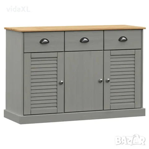 vidaXL Бюфет с чекмеджета VIGO, 113x40x75 см, сив, бор масив