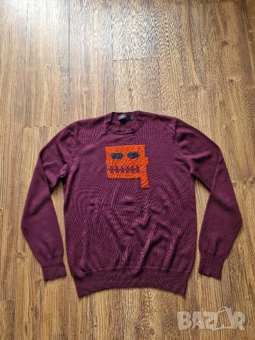 Страхотен мъжки пуловер PAUL SMITH JEANS , размер L , 100% вълна , снимка 8 - Пуловери - 53061436