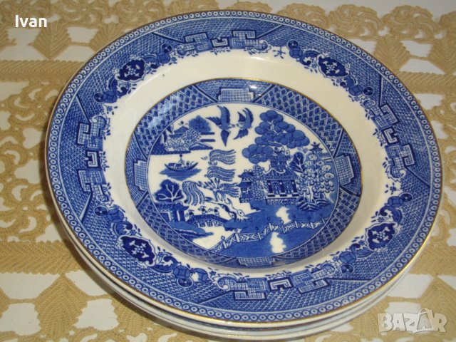 Винтидж Порцелан 1949г-1957г-VICTORIA PORCELAIN WILLOW FENTON-Made in ENGLAND-4 бр.НОВИ Чинии ф230мм, снимка 18 - Чинии - 39895680