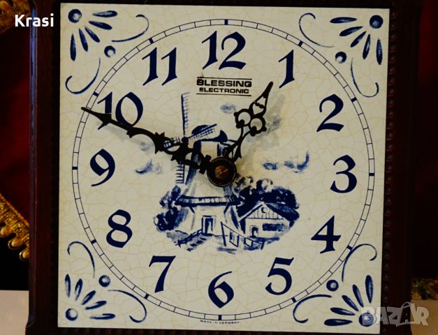 Blessing немски стенен часовник,рисуван Delft. , снимка 2 - Антикварни и старинни предмети - 34166593