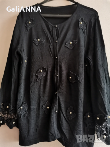 ЧЕРНА ЖИЛЕТКА С ПЕРЛИ РАЗМЕР XL