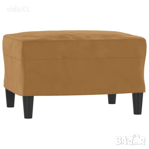 vidaXL Кресло с табуретка, кафяво, 60 см, кадифе, снимка 5 - Дивани и мека мебел - 56148633