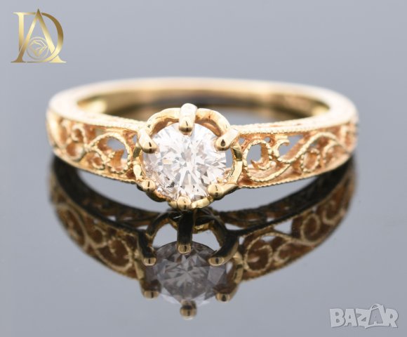 Нов Златен Пръстен с 0.55кт Естествен Диамант , снимка 2 - Пръстени - 40063592