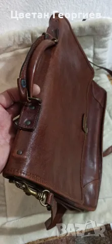 стара мъжка кожена бизнес чанта за документи BURKLEYS, снимка 4 - Чанти - 49104183