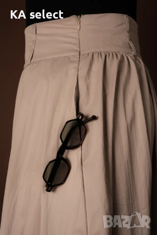 Бежова дълга пола с висока талия, снимка 3 - Поли - 51453277