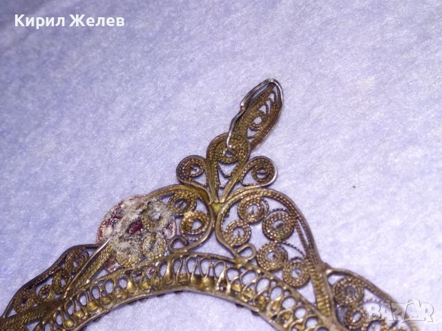 СТАРИННО СРЕБЪРНО УКРАШЕНИЕ ФИЛИГРАННО СРЕБРО ВИСОКА ПРОБА със ЗАЛЕПЕНИ по НЕГО СТАРИ КАМЪНИ 29137, снимка 11 - Антикварни и старинни предмети - 41638188