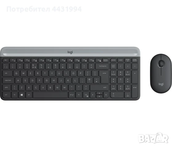 Комплект, Logitech Slim Wireless Keyboard and Mouse Combo MK470 - GRAPHITE, снимка 1