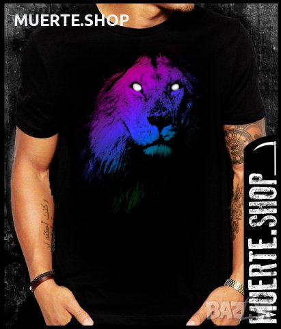 Черна тениска с щампа DARK LION