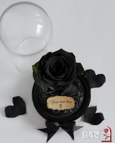 Романтичен Подарък / Естествена ЧЕРНА Роза в Стъкленица /  Нестандартен Подарък за Жена Вечна Роза, снимка 2 - Романтични подаръци - 34470668