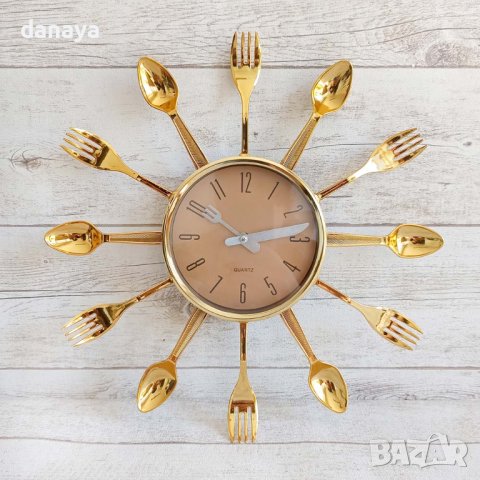 2531 Модерен кухненски часовник вилици и лъжици Декор за кухня, снимка 2 - Стенни часовници - 41316968