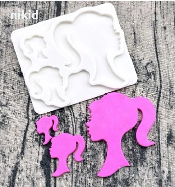 Барби Barbie момиче лице 3 размера лейди силиконов молд форма фондан гипс декор