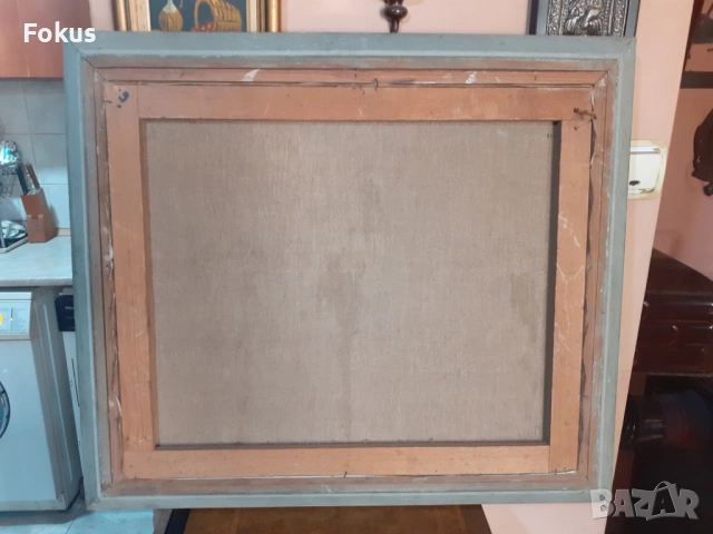 Стара авторска картина масло, платно, подпис, дървена рамка, снимка 7 - Антикварни и старинни предмети - 53353846