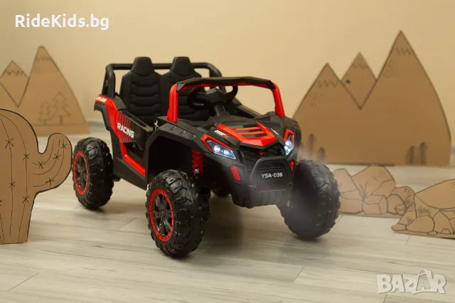 Офроуд акумулаторен автомобил AXEL – Червен, 4x4, с дистанционно и LED, снимка 16 - Детски велосипеди, триколки и коли - 49976691