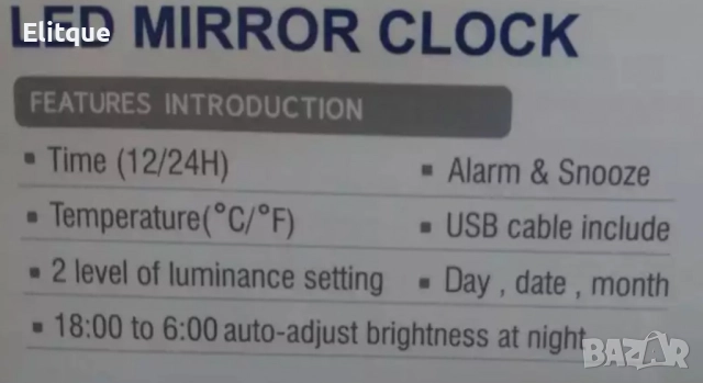 Мултифункционален огледален електронен часовник DT-6507, снимка 3 - Други стоки за дома - 52820211