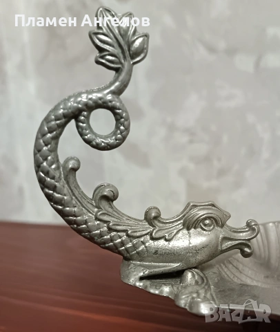 Месингов, бронзов съд, купа, пепелник със форма на мида, снимка 6 - Антикварни и старинни предмети - 53290052