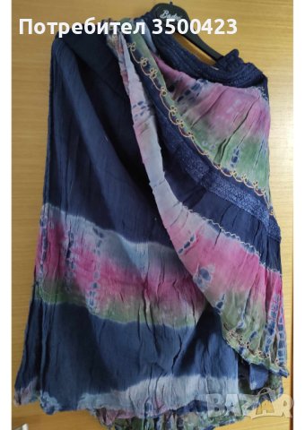 Синя копринена индийска пола на волани, снимка 2 - Поли - 42624919