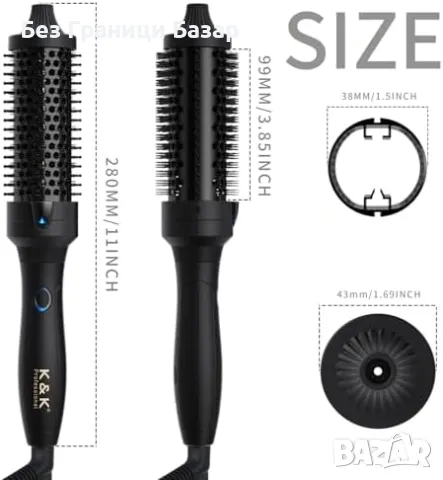 Нова Йонна нагряваща четка K&K – турмалин, керамика, 2 в 1 стайлер коса, снимка 2 - Други - 49693222