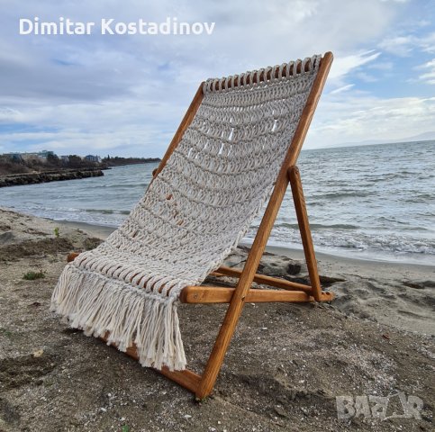 Ръчно плетени столове от макраме тип шезлонг за плаж ,бар , ресторант, снимка 5 - Градински мебели, декорация  - 39448348