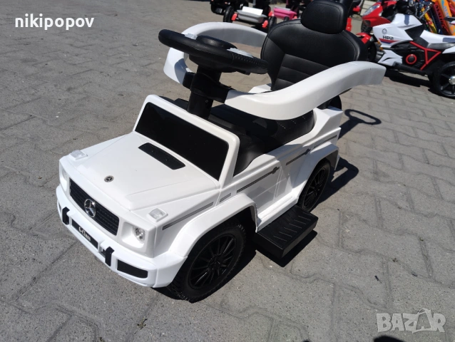 MERCEDES Кола за яздене с дръжка Mercedes-benz G350d бял, снимка 4 - Детски велосипеди, триколки и коли - 53564884