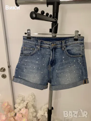 Къси дънки с камъни размер S, снимка 8 - Дънки - 49337570