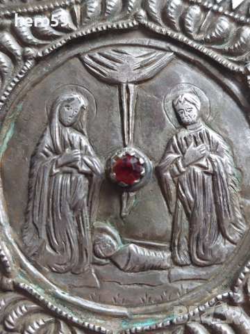 Много стара сребърна православна панагия, снимка 3 - Антикварни и старинни предмети - 44745107