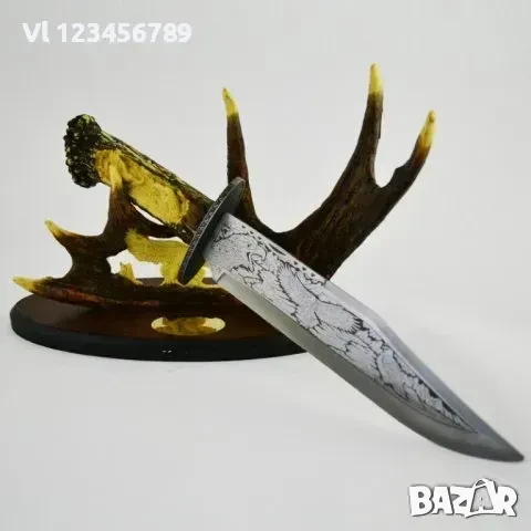 Огромен гравиран ловен нож 23 х 38см (елен), снимка 2 - Ножове - 50760143