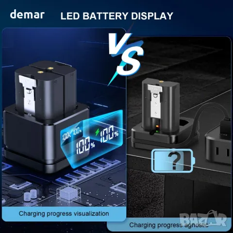 2 батерии 3,65 V 6040 mAh със зарядна станция за Ring Doorbell Camera 2/3/3+/4, снимка 2 - Друга електроника - 49086830