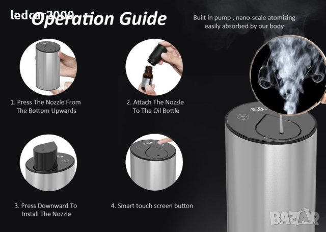 Ароматизатор с етерично масло, Литиево- йонна батерия, Дифузер, снимка 2 - Друга електроника - 42020630