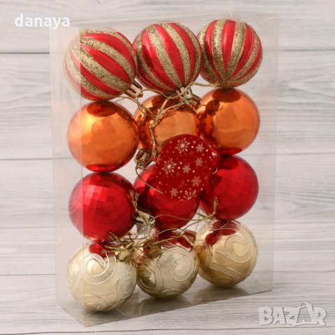 2516 Комплект коледни топки за елха, 12 броя, снимка 2 - Декорация за дома - 34589572