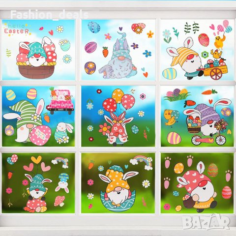 Нови стикери за прозорец Декорация за Великден за многократна употреба Яйца Зайче Джудже , снимка 7 - Декорация за дома - 38704591