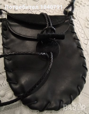 Малка черна кожена чанта кросбоди - Antonello Serio , снимка 8 - Чанти - 40913657