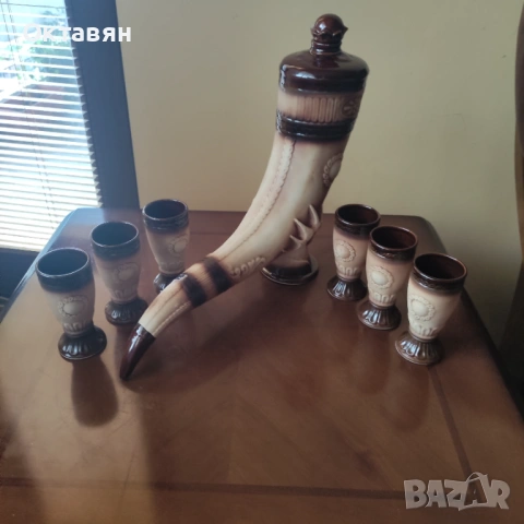 Керамичен сервиз за вино, ракия ,декантер, снимка 11 - Сервизи - 53217402