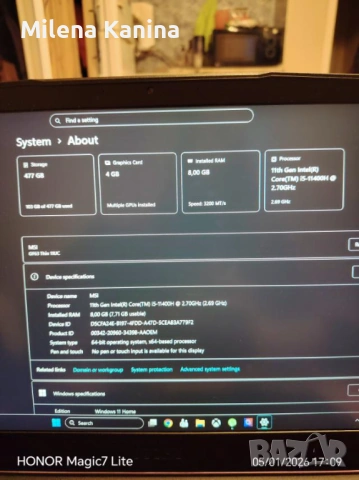 Лаптоп MSI GF63 Thin 11UC, 9S7-16R612-1488.16GB.1TBSSD, 15.6", Intel Core i5-11260H (6-ядрен), NVIDI, снимка 4 - Лаптопи за игри - 53312894